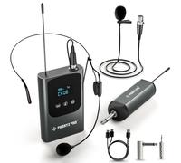 Phenyx Pro Sistema microfono digitale wireless singolo, microfono portatile digitale w/mini ricevitore, trasmettitore bodypack, 15 canali in banda UHF 900 MHz, microfono per cuffie e bavero per