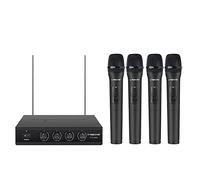 Phenyx Pro Sistema microfono wireless professionali VHF a 4 canali, con 4 microfoni senza fili dinamici palmari, ricevitore in metallo, lunga portata per canto, karaoke, chiesa (PTV-2000-4H)