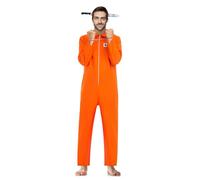 Phestival Costume da carnevale da uomo - Costume da prigione da uomo - Costume da carcere, arancione, fascia spaventosa, manette - Signor Carnevale divertente - S
