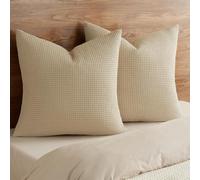 PHF Confezione da 2 federe in 100% cotone a nido d'ape, 66 x 66 cm, eleganti federe decorative per la casa, per letto, divano, colore: cachi