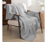 PHF Coperta in 100% cotone a nido d'ape, 127 x 152,4 cm, leggera, morbida, traspirante, per adulti e bambini, perfetta per divano, letto, divano, elegante decorazione per la casa, grigio chiaro