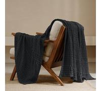 PHF Coperta in 100% cotone a nido d'ape, morbida e leggera, per tutte le stagioni, traspirante e delicata sulla pelle, per divano, letto, divano, 127 x 152,4 cm, nero