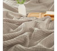 PHF Coperta in mussola di cotone 100% per letto matrimoniale, 167,6 x 228,6 cm, coperta a 4 strati leggera e traspirante per l'estate, biancheria da letto in garza lussuosamente morbida, stile