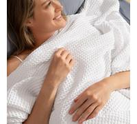 PHF Coperta termica in 100% cotone a nido d'ape, per decorazioni domestiche, morbida, confortevole, traspirante e assorbe l'umidità per tutte le stagioni, perfetta per divano letto, divano queen size