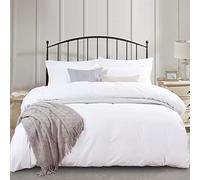 PHF Set copripiumino morbido lavato per letto super king size, 3 pezzi, in microfibra setosa traspirante, ultra morbido, comodo, con federe (260 x 220 cm, bianco)