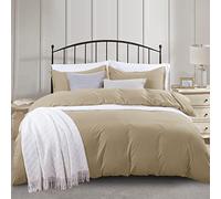 PHF Set copripiumino morbido lavato per letto super king size, 3 pezzi, in microfibra setosa traspirante, ultra morbido, comodo, con federe (260 x 220 cm, cachi)