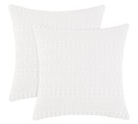 PHF Set di 2 federe per cuscini in 100% cotone a nido d'ape, 66 x 66 cm, decorazione per la casa, per divano e letto, senza imbottitura, bianco