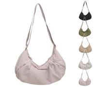 PHFDQKG Borsa per croissant, elegante borsa a tracolla grande in nylon impermeabile con tracolla regolabile, tinta unita, stile casual