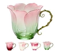 PHFDQKG Tazza da caffè con manico a forma di petalo, realizzata a mano, con motivo floreale, perfetta per donne, amici e come elemento decorativo per la casa.