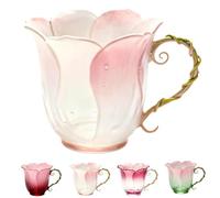 PHFDQKG Tazza da caffè con manico a forma di petalo, realizzata a mano, con motivo floreale, perfetta per donne, amici e come elemento decorativo per la casa.