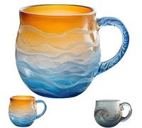PHFDQKG Tazza da caffè in vetro con motivo Ocean Wave Sunset, un bicchiere a tema oceanico adatto per tè, birra, vino, latte e succhi di frutta.