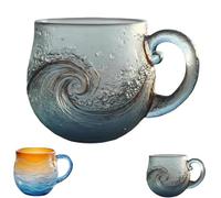 PHFDQKG Tazza da caffè in vetro con motivo Ocean Wave Sunset, un bicchiere a tema oceanico adatto per tè, birra, vino, latte e succhi di frutta.