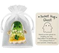 PHFTRCEW Halloween Ghost Pocket Hug,Ghost Inspirational Reminder Hugs for Friends,Pockets Hug Ghost with Encouragement Card,Emotional Support Token,Inspirational Gift for Friends (Green)