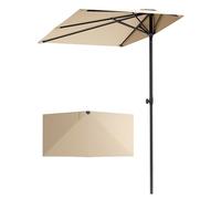 PHI VILLA 250 x 130 cm, mezzo ombrellone regolabile in altezza con morsetto, per balcone, antivento, stabile da portare con sé, protezione UV50+, per giardino, terrazza, balcone, ringhiera del balcone