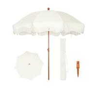 PHI VILLA Ombrellone da Spiaggia 2M, Ombrellone da Giardino Portatile con Frangivento e Puntale per Terra, Ombrellone da Patio Boho Rotondo con Borsa da Trasporto, Ombrellone UV per Esterni Resistente