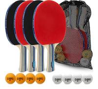 PHIBER-SPORTS PREMIUM Table Tennis Racket Set - 4 Racchette da Tennis Tavolo + 8 Palle da Tennis Tavolo + Borsa da trasporto - Ideale per principianti, famiglie e professionisti, 14-Piece.