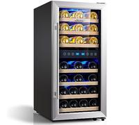 Phiestina Frigorifero refrigerante per vino a doppia zona, con 33 bottiglie, autoportante, per vini rossi e bianchi, con porta in vetro da 40,6 cm, con controllo digitale della temperatura