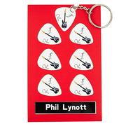 Phil Lynott - Set regalo con plettro per chitarra, 6 plettri per artisti, 1 portachiavi per artista