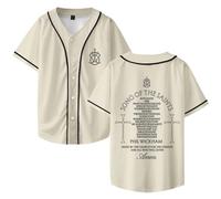 Phil Wickham Song of The Saints Album Merch Baseball Jersey Shirt V-collo Manica Corta Abbigliamento Streetwear Unisex, Beige, 4XL