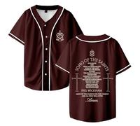 Phil Wickham Song of The Saints Album Merch Baseball Jersey Shirt V-collo Manica Corta Abbigliamento Streetwear Unisex, Marrone, 3XL