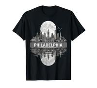 Philadelphia Cityscape Luna Piena Maglietta
