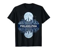Philadelphia, Orizzonte, Grafico, con, Luna Piena Maglietta
