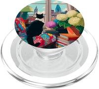 Philadelphia, skyline città, smoking, gatto, illustrazione PopSockets PopGrip per MagSafe