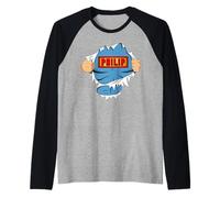 Philip First Name Superhero for Boys Named Philip Maglia con Maniche Raglan