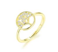 Philip Jones Anello Albero della Vita Regolabile Placcato Oro Creato con Cristalli Zircondia®