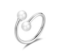Philip Jones Anello con Doppia Perla Regolabile in Argento Placcato