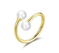 Philip Jones Anello con doppia perla regolabile placcato oro