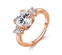 Philip Jones Anello con Tre Pietre Regolabile Placcato Oro Rosa Creato con Cristalli Zircondia®