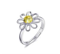 Philip Jones Anello Margherita in Cristallo Regolabile Creato con Cristalli Zircondia®