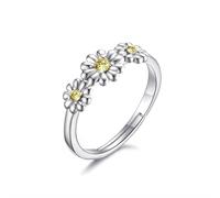 Philip Jones Anello margherita regolabile in triplo cristallo creato con cristalli Zircondia®