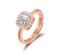 Philip Jones Anello quadrato aureola placcato oro rosa realizzato con zirconi