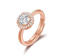 Philip Jones Anello rotondo placcato oro rosa creato con cristalli di zircone
