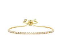 Philip Jones Bracciale tennis placcato oro 2 mm regolabile creato con cristalli Zircondia®, 2mm, Cristallo, Cristallo Zircondia®