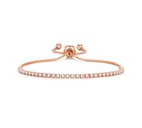 Philip Jones Bracciale tennis placcato oro rosa 2 mm regolabile creato con cristalli Zircondia