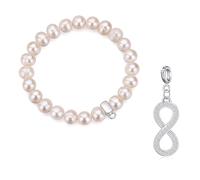 Philip Jones Braccialetto con perle barocche d'acqua dolce creato con cristalli Zircondia (scelta di 15 ciondoli), Misura unica, Perla barocca d'acqua dolce, Perla barocca d'acqua dolce