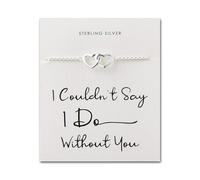 Philip Jones Braccialetto da sposa in argento Sterling con scritta "I Couldn't Say I Do Without You"