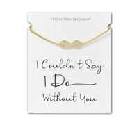Philip Jones Braccialetto da sposa placcato oro con scritta "I Couldn't Say I Do Without You" con cristalli di zirconia