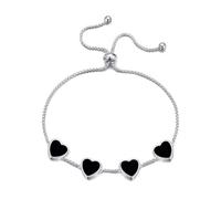 Philip Jones Braccialetto dell'amicizia con cuore in onice nera