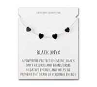 Philip Jones Braccialetto dell'amicizia con cuore in onice nero e biglietto di citazione