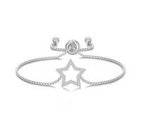 Philip Jones Braccialetto dell'amicizia placcato argento con stella creato con cristalli di zirconia