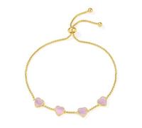 Philip Jones Braccialetto dell'amicizia placcato oro 18 carati con madreperla rosa e cuore multiplo