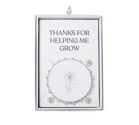 Philip Jones Braccialetto elastico con perline di cristallo e margherita con scritta "Thank for Helping Me Grow", con confezione