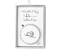 Philip Jones Braccialetto elastico placcato argento con scritta "I Couldn't Say I Do Without You" con cuore e scatola regalo
