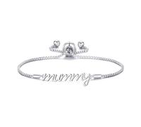 Philip Jones Braccialetto placcato argento con scritta "Mummia" creato con cristalli Zircondia, Adjustable, Cristallo, Cristallo Zircondia