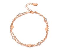 Philip Jones Cavigliera placcata in oro rosa con cuore a strati creata con cristalli Zircondia