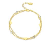 Philip Jones Cavigliera placcata oro a strati con cuore creata con cristalli Zircondia